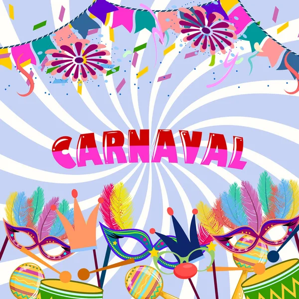 Plantilla Banner Para Carnaval Brasileño Con Elementos Fiesta Para Tarjetas — Vector de stock