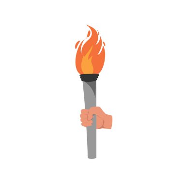 Hhand grasping a torch, aflame with the spirit of victory and determination. Olympic Games clipart