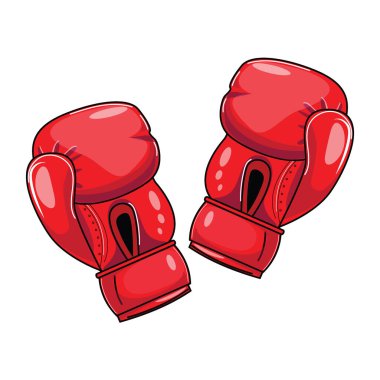 Kırmızı boks eldivenlerinin çizgi film tarzı tasviri, gücü, kararlılığı ve ringdeki rekabet ruhunu simgeliyor.