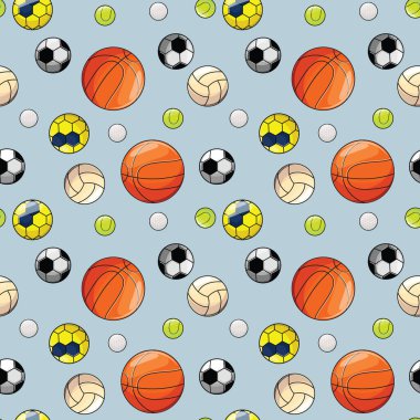 Renkli, pürüzsüz desenli, düz hatlı toplar. Tekstil, kağıt, duvar kağıdı, hediye kağıdı için çizgi film deseni