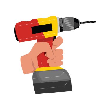 El, ergonomik tasarımı ve sağlam yapısıyla elektrikli matkabı sıkıca kavrıyor.