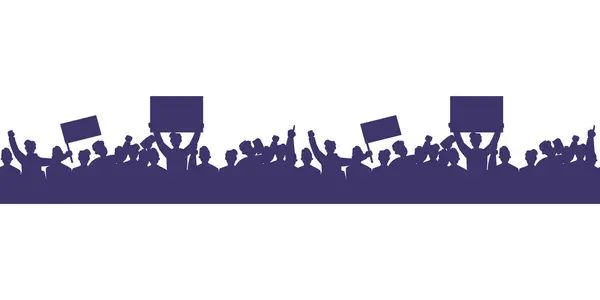 Kalabalık siluetleri, ellerinde pankartlar ve kalkanlar olan kusursuz desenler protesto enerjisini ifade ediyor.