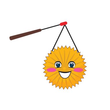 Cartoon style lantern shaped like a happy sun on a stick for St. Martins Day celebration clipart