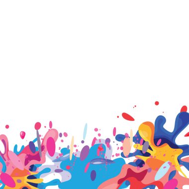 Colorful powder splashes at the bottom of a white background, ideal template for Holi or festival of colours clipart