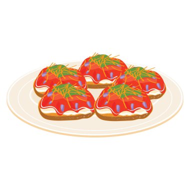 Geleneksel Hint yemeği Sev Puri veya Papdi Chaat beyaz tabakta, Holi festivali kutlamaları için mükemmel.