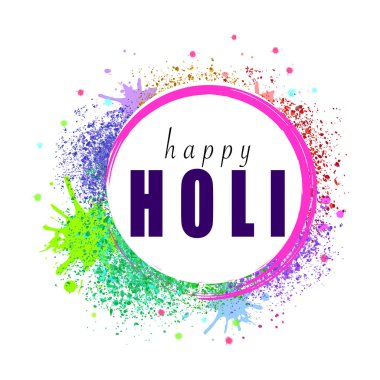 Festivalle ilgili metin veya resimleri kaplamak için mükemmel dairesel bir çerçeve oluşturan Holi renklerinin canlı bir sıçraması