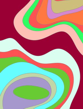 Katmanlı organik şekiller, soyut topoğrafya, pastel yeşil turuncu mor, kusursuz vektör, modern dijital dekor.