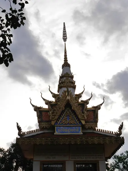 Ornate Bovenste Deel Van Torenspits Van Killing Fields Memorial Phnom — Stockfoto