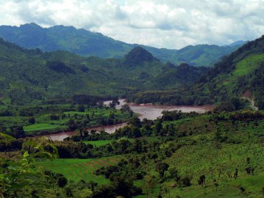 Lush Mountain scenery and Mekong river, Northern Laos. High quality photo clipart