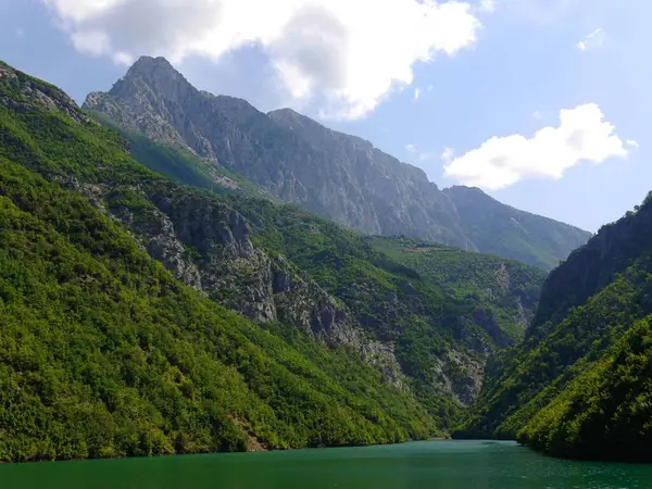 stock image  View Of Lake Komani And Steep Sides Of Valley, Albanian Alps High quality photo