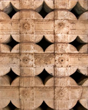 Süslü çiçek müfrezesi, Darasuram tapınağı, Tamil Nadu, güney Hindistan. Yüksek kalite fotoğraf