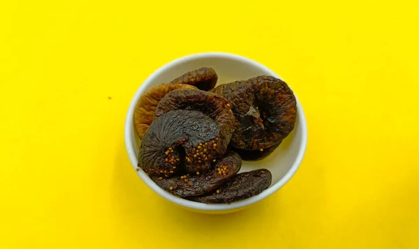 Dried Fruits Yellow Background Dried Fig — 图库照片