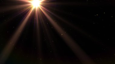 Mercek patlaması etkisi, havada yüzen güzel toz parçacıkları. Koyu arkaplan.