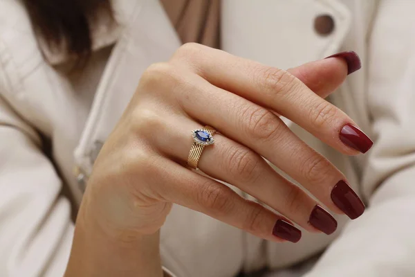 Gyönyörű Nyakláncban Fülbevalóval Gyűrűvel Ékszerminta — Stock Fotó