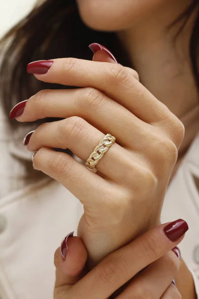Gyönyörű Nyakláncban Fülbevalóval Gyűrűvel Ékszerminta — Stock Fotó