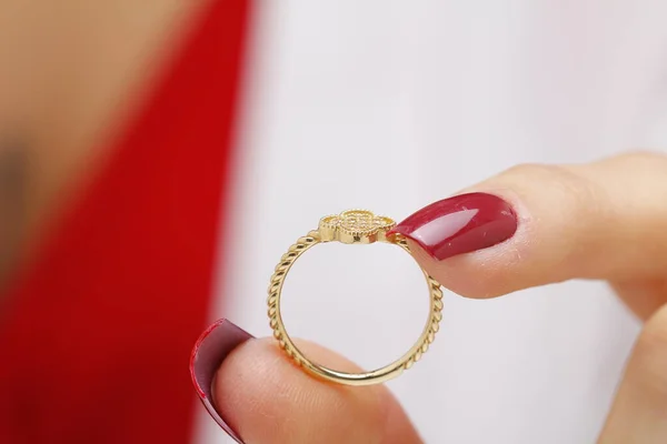 Anéis Casamento Dourados Anel Ouro — Fotografia de Stock