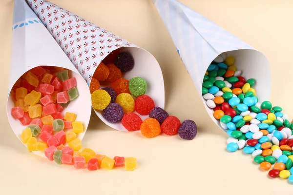 Diy Easter Treat Candy Cones Home Boat — Stock Photo, Image