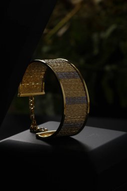 Zarif altın bijouterie 'li mücevher kutusu, yakın çekim manzaralı.