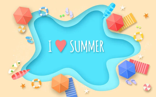 Summer Vacation Concept Beach Sea Vector Illustration — Stock Photo, Image