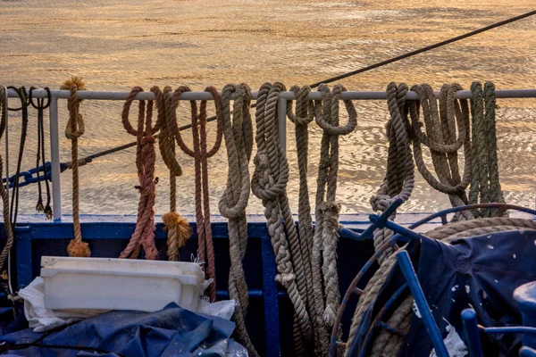 Handrail Ropes Fishing Boat — Stock Photo, Image