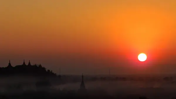 beautiful sunset over the mrauk-u