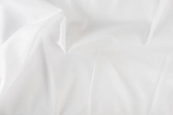 Fehér Ráncos Szövet Fehér Szövet Nagy Redők Felülnézetből Átfedő Textúrához — Stock Fotó