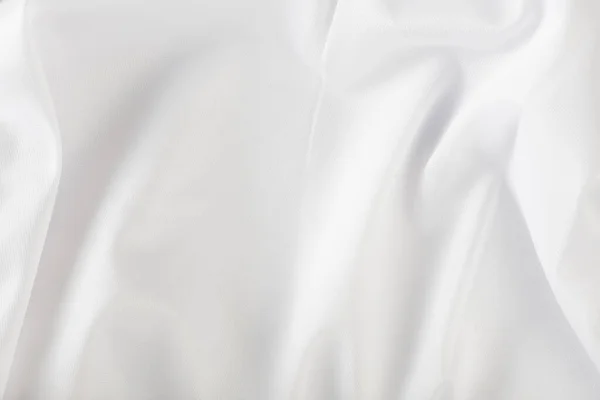 Weißes Faltiges Gewebe Weißer Stoff Mit Großen Falten Von Oben — Stockfoto