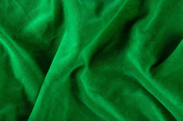 マイクロファイバーの布の質感を閉じます 緑の表面をきれいにし きれいにするためのナプキン 洗える — ストック写真