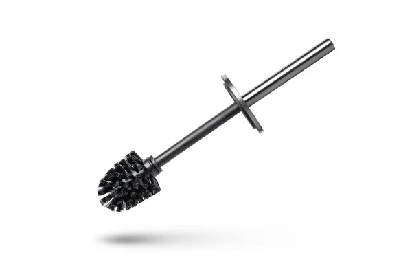 Black Toilet Brush Isolated White Close Toilet Cleaning Brush Metal — Stock Photo, Image