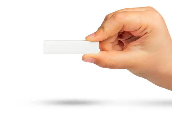 Beyaz Eksi Sembol Elinde Beyaz Matematiksel Sembol Beyaz Izole Bir — Stok fotoğraf