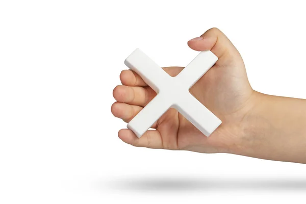 Simbolul Înmulțirii Albe Sau Crucea Mână Conceptul Interzicere Sau Eliminare — Fotografie, imagine de stoc