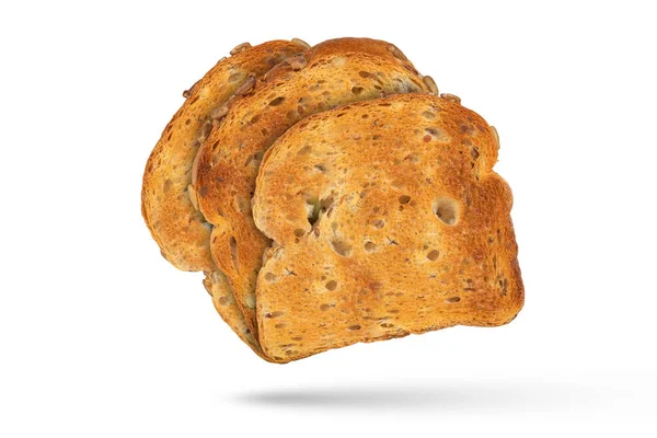 Izolacja Trzech Plasterków Tostowego Chleba Projektu Lub Projektu Pieczony Złoty — Zdjęcie stockowe