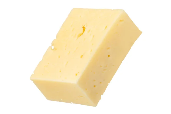 白い背景に単離されたチーズの大きな部分 ピザ用のチーズ 白い背景に長方形にカットチーズの一片 クローズアップ デザインまたはプロジェクトに挿入します 高品質の写真 — ストック写真