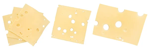 Απομόνωσε Τυρί Τυρί Φέτες Μεγάλες Τρύπες Από Κοντά Emmental Τυρί — Φωτογραφία Αρχείου