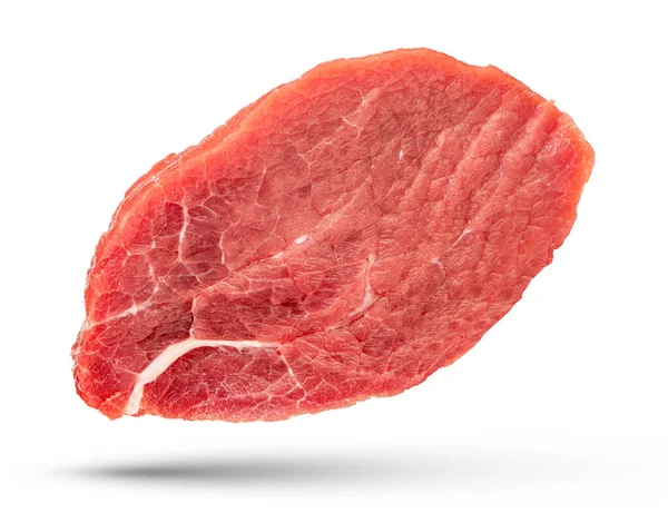 Een Stuk Rundvlees Groot Stuk Rundvlees Met Dunne Vetlagen Geïsoleerd — Stockfoto