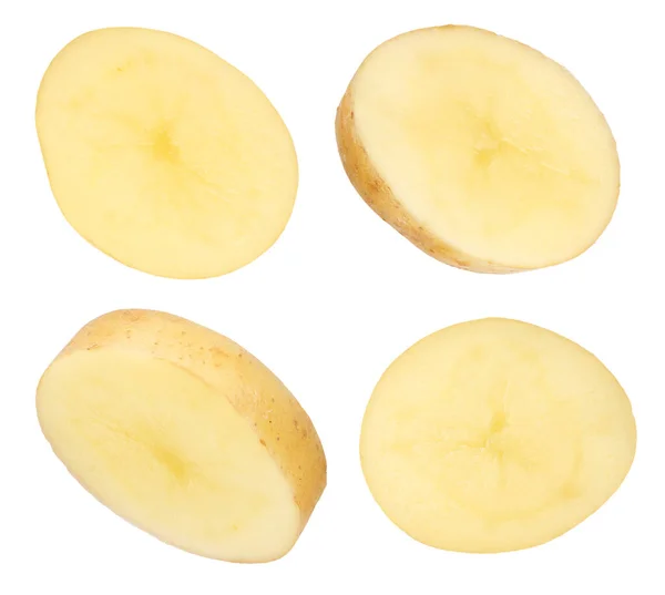 Сырые Овощи Картофельные Клинья Кожурой Изолированы Белом Фоне Понятие Нездорового — стоковое фото