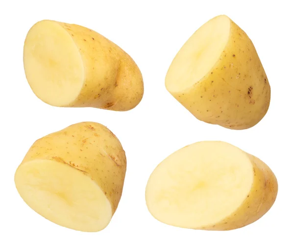 Rauwe Groenten Aardappel Met Schil Overgebleven Grond Geïsoleerd Witte Achtergrond — Stockfoto