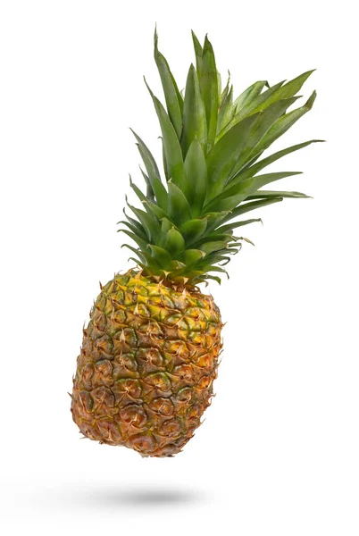 Whole Unpeeled Pineapple White Isolated Background Juicy Pineapple Skin Long — Stock Photo, Image