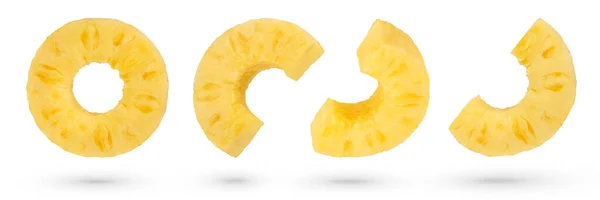 Zole Edilmiş Beyaz Bir Arka Planda Ananas Dilimleri Olgun Ananas — Stok fotoğraf