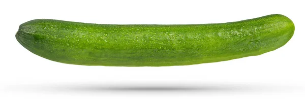 Fliegendes Gemüse Ganze Grüne Gurken Auf Weißem Hintergrund Eine Gurke — Stockfoto