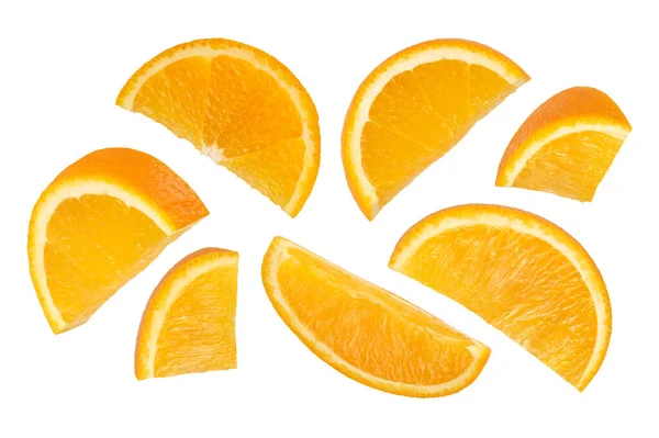 Orange Auf Weißem Hintergrund Orangenscheiben Schließen Sich Geeignet Für Werbebanner — Stockfoto