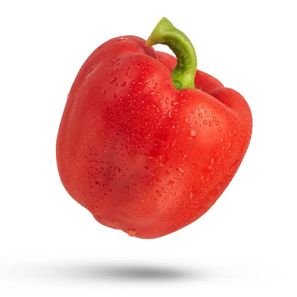 Voller Paprika Auf Weißem Isoliertem Hintergrund Roter Paprika Mit Schatten — Stockfoto