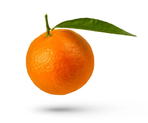 Hele Tangerin Med Blad Hvit Isolert Bakgrunn Tangerine Med Blad – stockfoto
