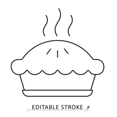 Ana hatlarıyla seksi turta simgesi. Kurgulanabilir felç vektörü fırın, tatlı, yemek, pasta, ev yapımı yemekler, yemek pişirme, mutfak ve Şükran Günü konseptleri için mükemmel. Vektör illüstrasyonu