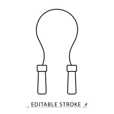 Düzenlenebilir darbeyle asgari çizgi biçiminde ip atlama simgesi. Kardiyo egzersiz aracı, ip atlama sembolü, eğitim için fitness ekipmanı, dayanıklılık egzersizi, sağlıklı yaşam tarzı