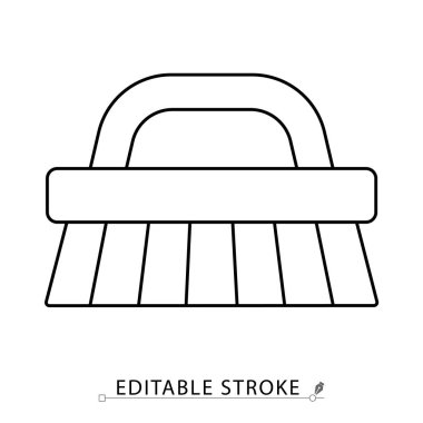 Basit doğrusal biçimde temizlik fırçası simgesi. Temizlik sembolü, yüzey ovalama, ev işleri ve temizlik aletleri. Düzenlenebilir vuruş