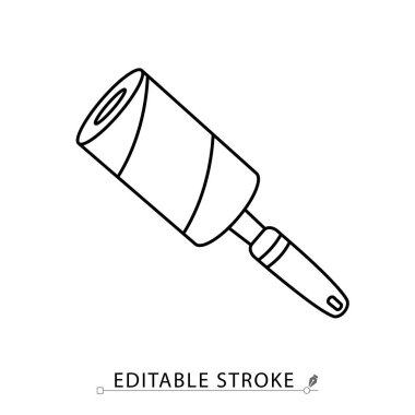 Minimalist tarzda düzenlenebilir bir iplik silindiri ikonu. Kıyafet bakımı, gardırop temizleme aracı, kumaş fırçası, ev aksesuarı, tekstil bakımı, taslak çizimi, vektör çizimi