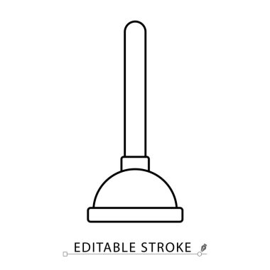 Minimalist tarzda düzenlenebilir bir pompa ikonu. Tuvalet açma aleti, tuvalet temizleme malzemesi, kauçuk emici, ev hizmetleri, hijyen sembolü, ana hatlı nesne..
