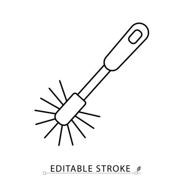 Minimalist tarzda düzenlenebilir bir tuvalet fırçası ikonu. Temizlik aleti, banyo temizliği, hijyen aksesuarı, ev eşyası, fırça, araç gereç, taslak çizim