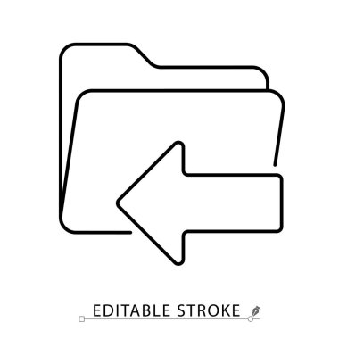 Düzenlenebilir felçli minimalist tarzda bir yedek klasör simgesi. Veri arşivi, dosya kurtarma, yeniden yükleme, sistem koruması, bilgi yönetimi, dijital depolama, ana hatlı vektör illüstrasyonu